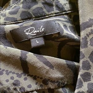 Rails Olive and Black Animal Print Top